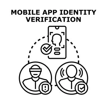 Mobile application performing identity verification through biometric face re Stock Illustration