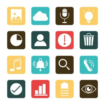 Mobile application photo data telephone music search, web button menu digital Stock Illustration