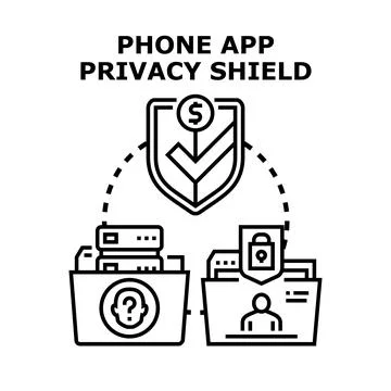 Mobile application privacy shield securing personal cyber data Stockillustratie