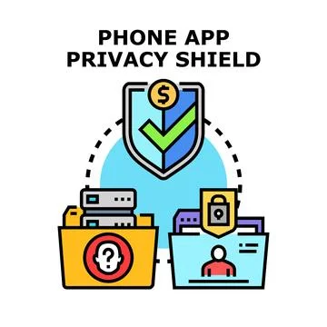Mobile application privacy shield securing personal cyber data Stock Illustration