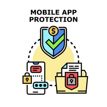Mobile application protection security data concept Stock Illustration