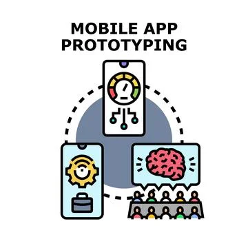 Mobile application prototyping development process and team collaboration イラスト素材