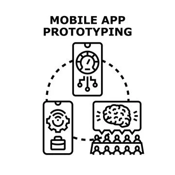 Mobile application prototyping development process and team collaboration イラスト素材