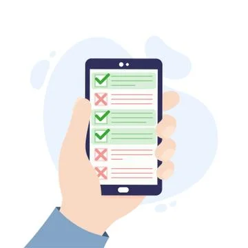 Mobile application for questionnaires, surveys, polls, checklists. Stock Illustration