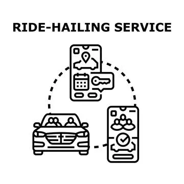 Mobile application for ride hailing service concept Stockillustratie
