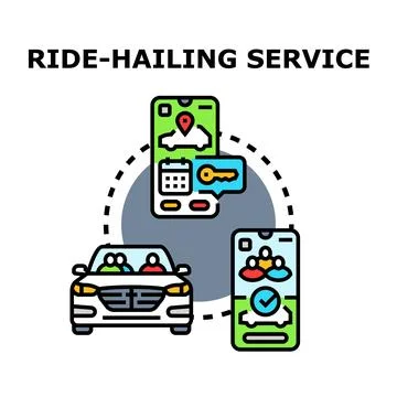 Mobile application for ride hailing service concept Stock Illustration