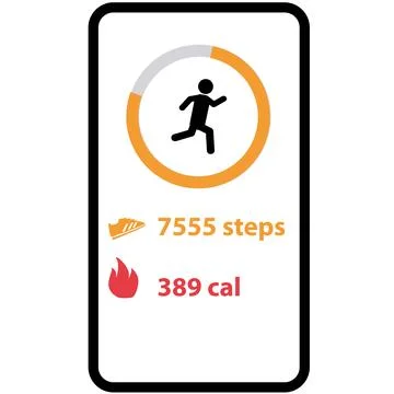 Mobile application for running. Step walk app counter sign. Runner with run Stock Illustration