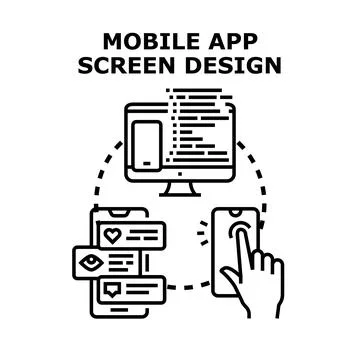 Mobile application screen design development concept Illustrazione stock