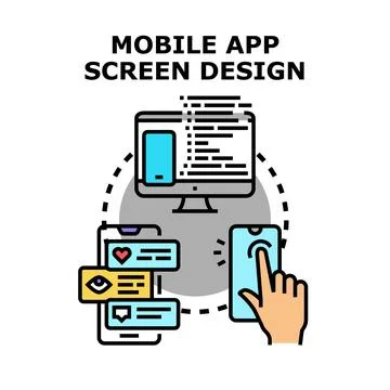 Mobile application screen design development concept 스톡 일러스트