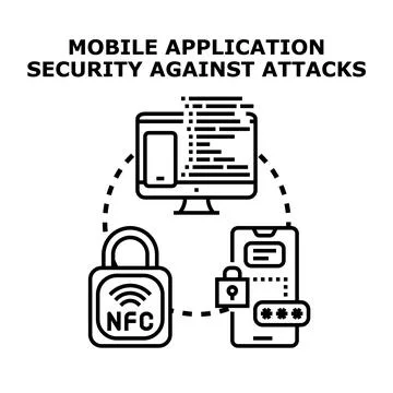 Mobile application security against cyber attacks protection イラスト素材