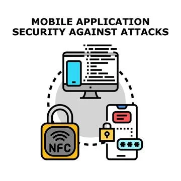 Mobile application security against cyber attacks protection Illustrazione stock