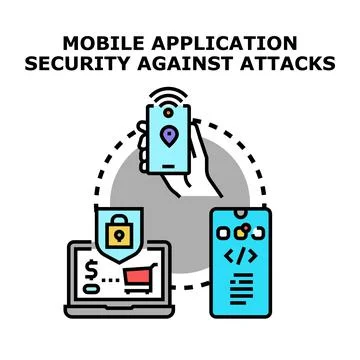 Mobile application security against digital attacks Illustrazione stock