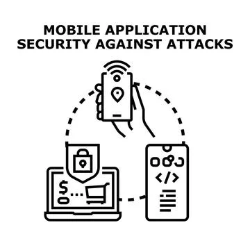 Mobile application security against digital attacks Illustrazione stock