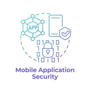 Mobile application security blue gradient concept icon Stock Illustration