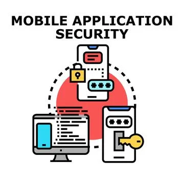 Mobile application security protecting digital user data Illustrazione stock
