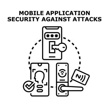 Mobile application security protecting digital access against attacks 库存插图