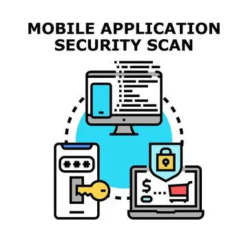 Mobile application security scan protecting digital devices Stockillustratie