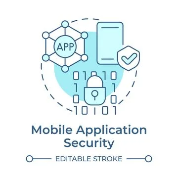 Mobile application security soft blue concept icon Stock Illustration