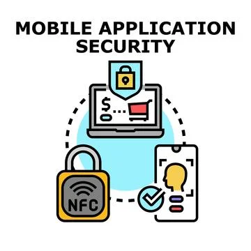 Mobile application security system protecting digital data Stock Illustration
