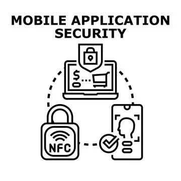 Mobile application security system protecting digital data Stock Illustration