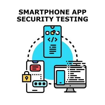 Mobile application security testing process protecting data Stock Illustration