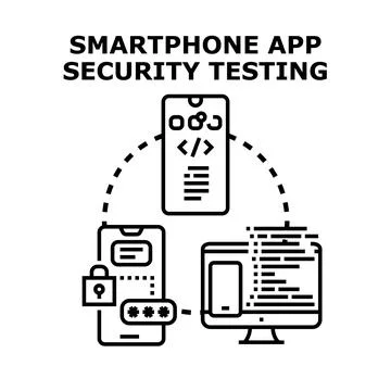 Mobile application security testing process protecting data Illustrazione stock
