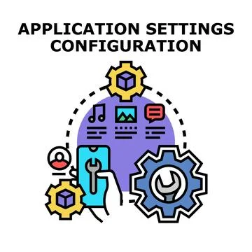 Mobile application settings configuration and management concept 库存插图