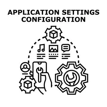 Mobile application settings configuration and management concept Stock Illustration