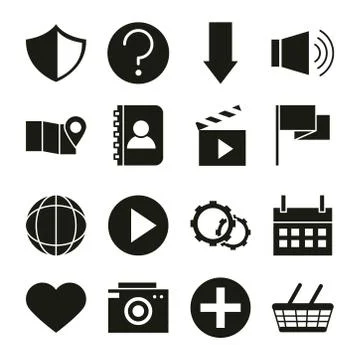 Mobile application shield support location pin like camera , calendar, web Illustration