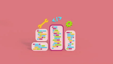 Mobile application software and web development concept 3D render animation Stock Footage 224113269