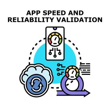 Mobile application speed and reliability validation process イラスト素材
