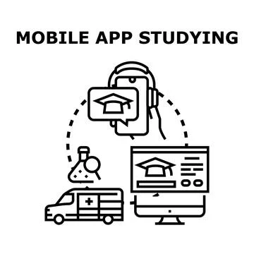 Mobile application studying and e learning concepts Stockillustratie