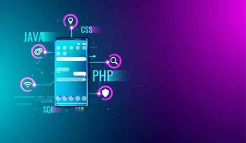 Mobile application UI UX design and development concept on smartphone screen Stock Illustration
