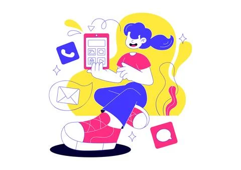 Mobile Application Vector Illustration Featuring User Friendly Smartphone I.. Иллюстрация