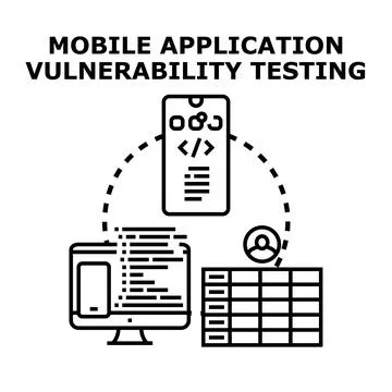 Mobile application vulnerability security testing concept Illustrazione stock