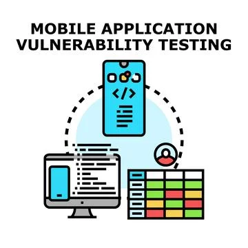 Mobile application vulnerability security testing concept 库存插图
