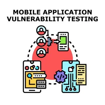 Mobile application vulnerability testing concept vector Stockillustratie