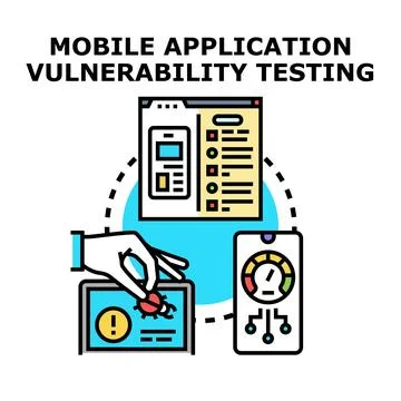 Mobile application vulnerability testing process detecting security flaws Stockillustratie