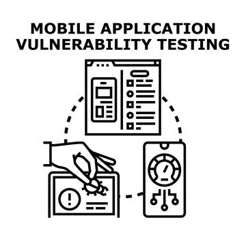 Mobile application vulnerability testing process detecting security flaws 库存插图