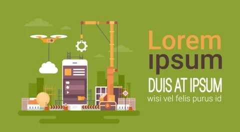 Mobile Application Web Development, Cell Smart Phone App Programming Concept Stock Illustration