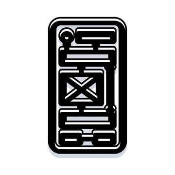 Mobile application wireframe outlining user interface design flow Stock Illustration