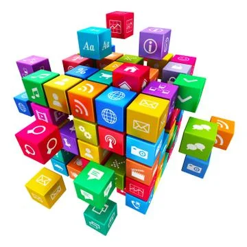 Mobile applications and media technology concept Stock Illustration