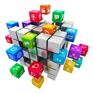 Mobile applications and media technology concept Stock Illustration