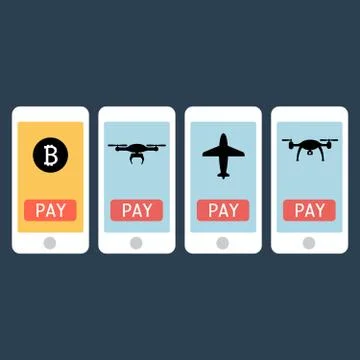 Mobile applications concept with phones flat illustration eps10 Stock Illustration
