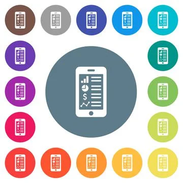 Mobile applications flat white icons on round color backgrounds 库存插图