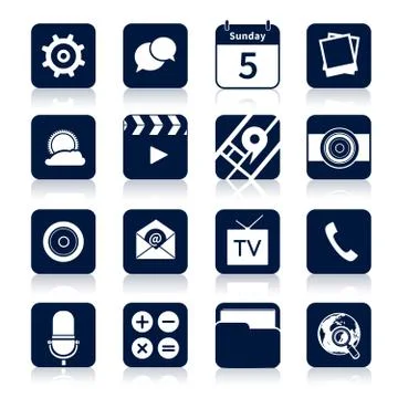 Mobile applications icons black Illustrazione stock