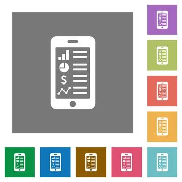 Mobile applications square flat icons Stock Illustration