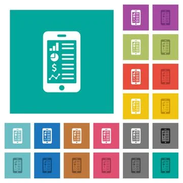 Mobile applications square flat multi colored icons Stock Illustration