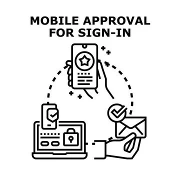 Mobile approval for sign in process with security Stock-Illustration