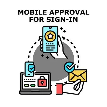 Mobile approval for sign in process with security Stock Illustration